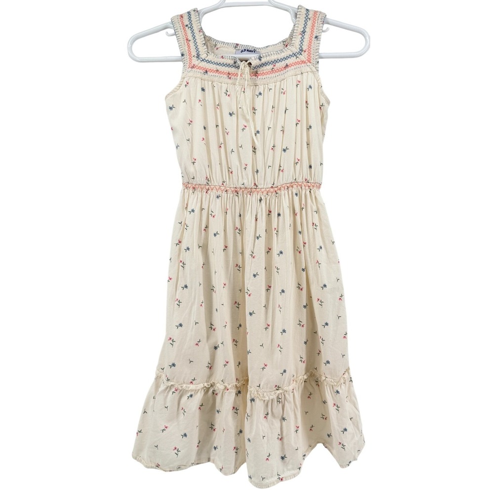 Old Navy Girls XL 14-16 Floral Smocked Sundress Cream Sleeveless Boho